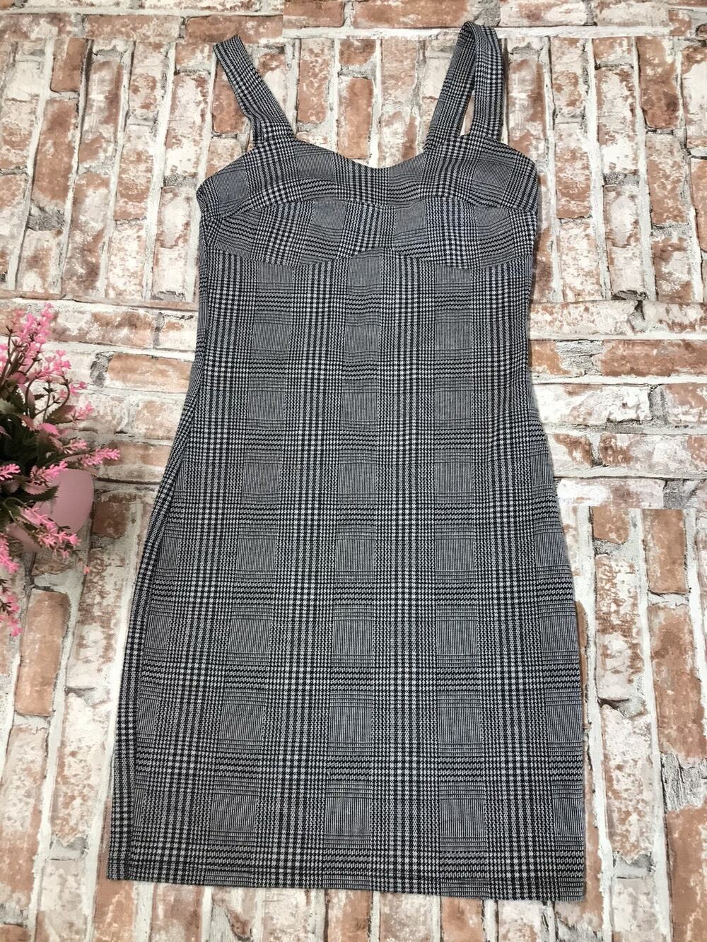 Women's Popular 21 Sleeveless Dress Checkered Black & White Size Small Pullover